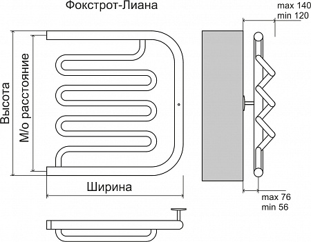 Фокстрот-Лиана AISI 500х500 Полотенцесушитель  TERMINUS Орёл - фото 3