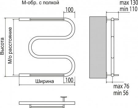 М-обр с/п AISI 32х2 600х400 Полотенцесушитель  TERMINUS Орёл - фото 3