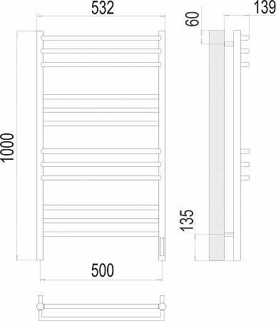 Прато П12 500х1000 электро (sensor quick touch) Полотенцесушитель  TERMINUS Орёл - фото 3