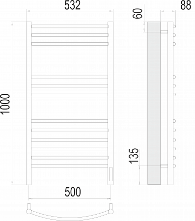 Классик П12 500х1000 электро (sensor quick touch)  Полотенцесушитель TERMINUS Орёл - фото 3