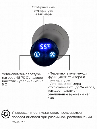 Рондо П2 350х760 электро Полотенцесушитель TERMINUS Оружейная сталь Орёл - фото 5