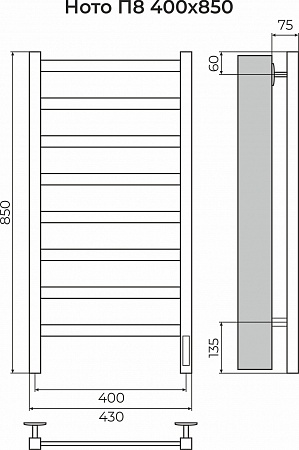Ното П8 400х850 Электро (quick touch) Полотенцесушитель TERMINUS Орёл - фото 3