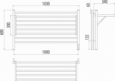 Горизонт П8 1000х600 электро КС ЧЕРНЫЙ МУАР (sensor quick touch) Полотенцесушитель TERMINUS Орёл - фото 5